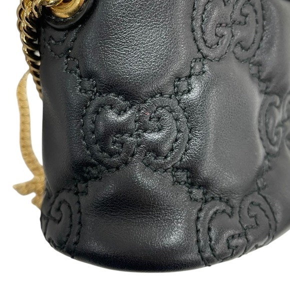 GUCCI GG Matelasse Mini Top Handle Bag Black 723770 2way Chain Shoulder - Picture 12 of 16
